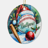 Honkbal Kerst Feestelijke Honkbal Keramisch Ornament (Links)