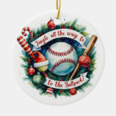 Honkbal Kerst Feestelijke Honkbal Keramisch Ornament (Voorkant)