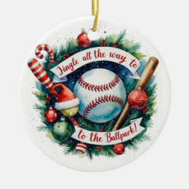Honkbal Kerst Feestelijke Honkbal Keramisch Ornament