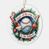 Honkbal Kerst Feestelijke Honkbal Keramisch Ornament (Links)