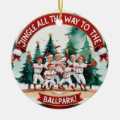 Honkbal Kerst Feestelijke Honkbal Keramisch Ornament (Voorkant)