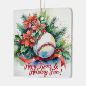 Honkbal Kerst Feestelijke Honkbal Keramisch Ornament (Links)