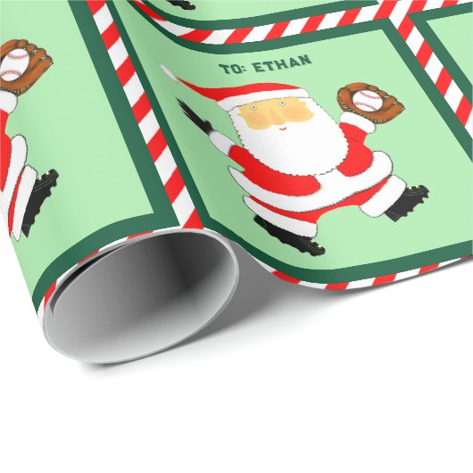 Honkbal Kerst Geschenk Cadeaupapier (Rol Hoek)