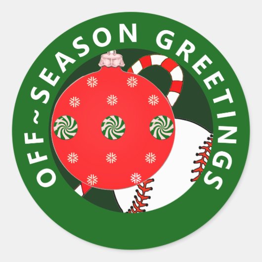 Honkbal Kerst Geschenkstickers Ronde Sticker (Voorkant)