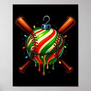Honkbal Kerst Ijs Drip Honkbal Dripng  Poster