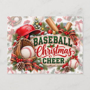 Honkbal Kerst met bal Feestdagenkaart