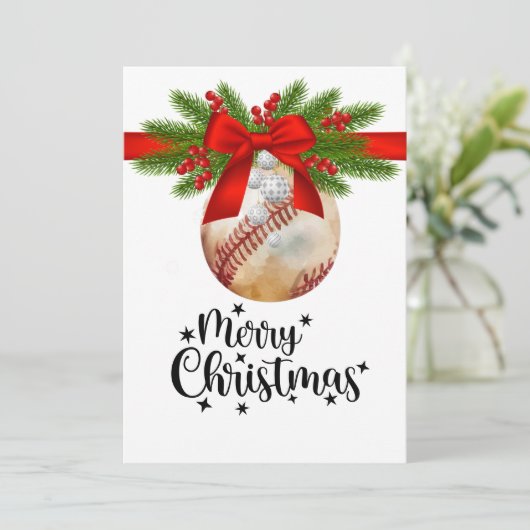 Honkbal Kerst Wenskaart voor speler Feestdagenkaart (Staand voorkant)