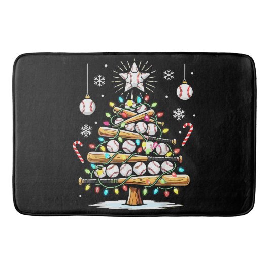 Honkbal Kerstboom Badmat (Voorkant)
