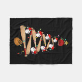 Honkbal Kerstboom Grappige Honkbalspeler Kerstmis Fleece Deken (Voorkant (Horizontaal))