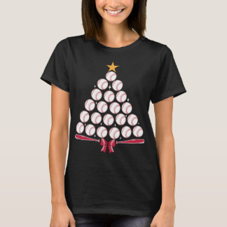 Honkbal Kerstboom Grappige Xmas Baseball Speler T-shirt