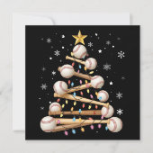 Honkbal kerstboom licht Kerstmis sportliefhebber Feestdagenkaart (Voorkant)