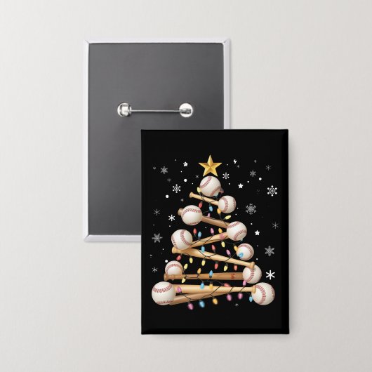 Honkbal Kerstboom Licht Xmas Sport Liefhebber Button (Voorkant / Achterkant)