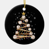 Honkbal Kerstboom Licht Xmas Sport Liefhebber Keramisch Ornament (Voorkant)