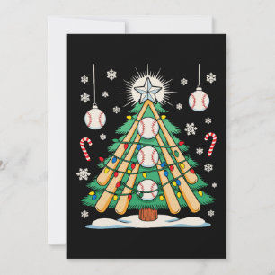 Honkbal Kerstboom Lichtjes Ornamenten Kerstmis Kaart