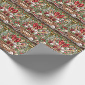 Honkbal kerstcadeau cadeaupapier (Hoek)
