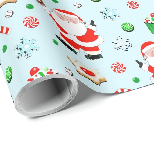Honkbal Kerstcadeau Cadeaupapier (Rol Hoek)