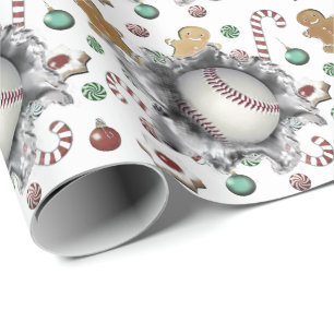 Honkbal kerstcadeau inpakpapier