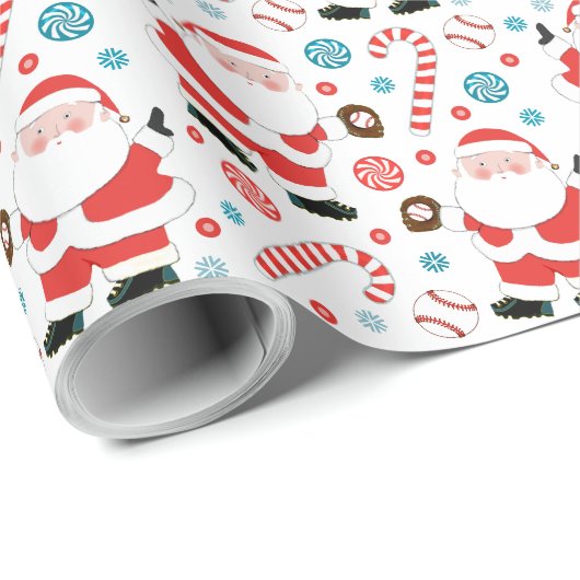 Honkbal kerstcadeau inpakpapier (Rol Hoek)