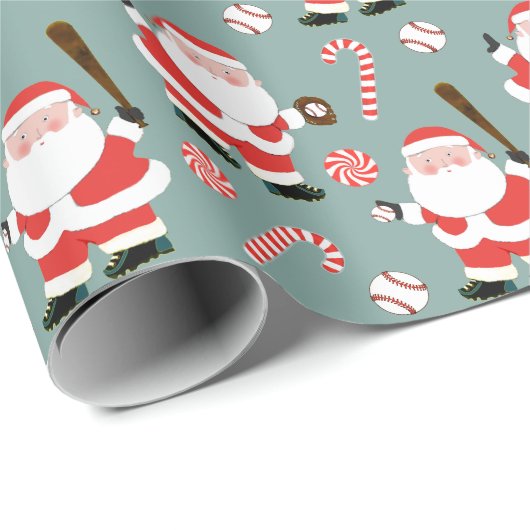 Honkbal kerstcadeau inpakpapier (Rol Hoek)