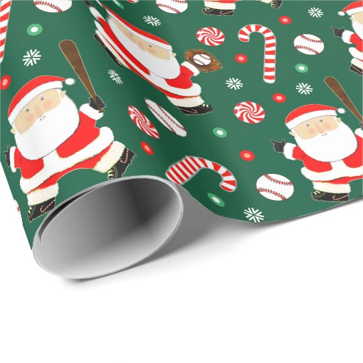 Honkbal kerstcadeau inpakpapier (Rol Hoek)