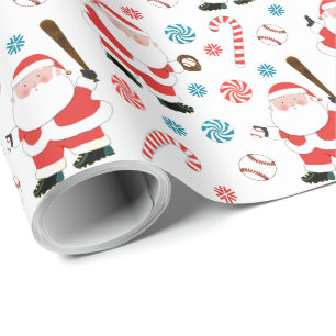 Honkbal kerstcadeau inpakpapier