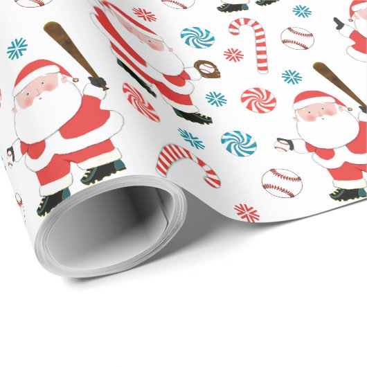 Honkbal kerstcadeau inpakpapier (Rol Hoek)
