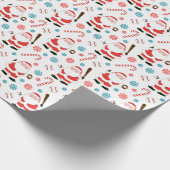 Honkbal kerstcadeau inpakpapier (Hoek)
