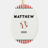 Honkbal kerstcadeau keramisch ornament (Achterkant)