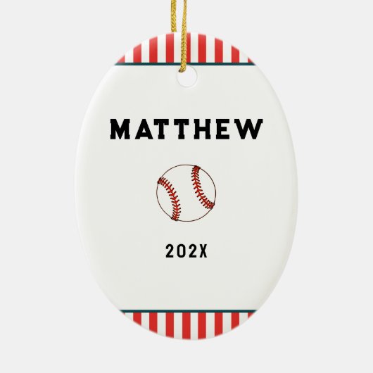Honkbal kerstcadeau keramisch ornament (Achterkant)