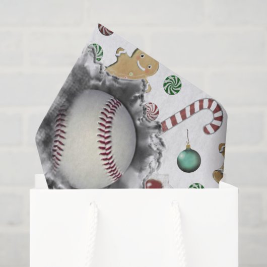 Honkbal kerstcadeau tissuepapier (Cadeauzakje)