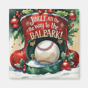 Honkbal Kerstmagneet – Feestelijke Sport Decor Magneet