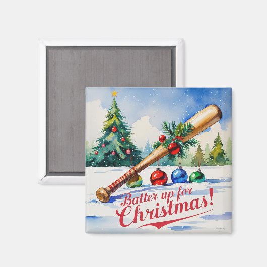 Honkbal Kerstmagneet – Feestelijke Sport Decor Magneet (Voorkant / Achterkant)