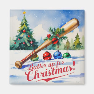 Honkbal Kerstmagneet – Feestelijke Sport Decor Magneet