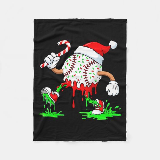 Honkbal Kerstman Hoed Kerst Ijs Drip Snoep  Fleece Deken (Voorkant)