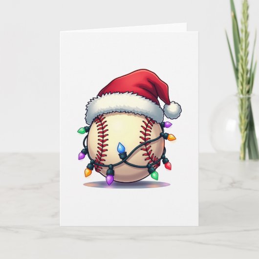 Honkbal Kerstman Hoed Kerstverlichting Kaart (Voorkant)