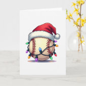 Honkbal Kerstman Hoed Kerstverlichting Kaart (Gele Bloem)