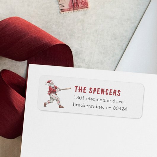 Honkbal Kerstman Kerst Retouradres Etiket