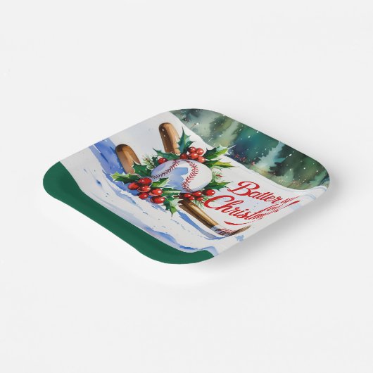 Honkbal Kerstmis "Batter Up voor Kerstmis!" Papieren Bordje (Gebogen)