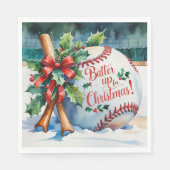 Honkbal Kerstmis "Batter Up voor Kerstmis!" Servet (Voorkant)