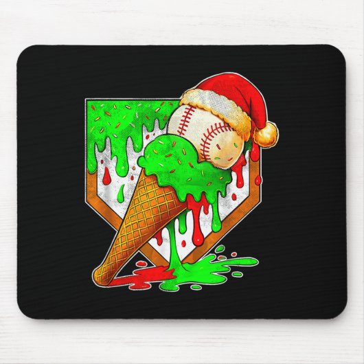 Honkbal Kerstmis Kerstmis Honkbal Ijs Drip Bo Muismat (Voorkant)