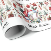 Honkbal Kerstmis met Santa Hat Cadeaupapier (Rol Hoek)