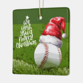 Honkbal Kerstmis met Santa Hoed voor Speler Keramisch Ornament (Links)