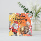 Honkbal Kerstmis met Sinterklaas en Sneeuwman Feestdagenkaart (Staand voorkant)