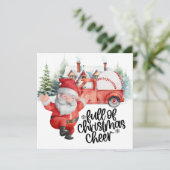 Honkbal Kerstmis met Sinterklaas en Sneeuwman Feestdagenkaart (Staand voorkant)