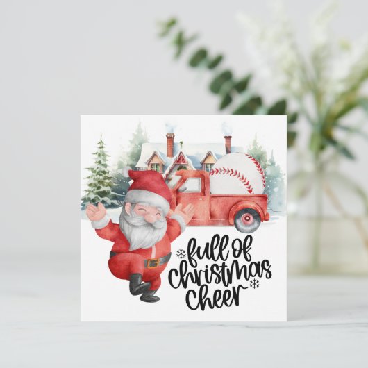 Honkbal Kerstmis met Sinterklaas en Sneeuwman Feestdagenkaart (Staand voorkant)