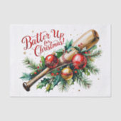 Honkbal Kerstmis thema Batter Up voor Kerstmis! Tissuepapier (Voorkant)