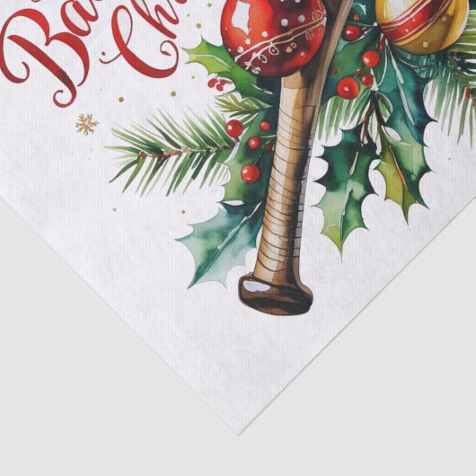 Honkbal Kerstmis thema Batter Up voor Kerstmis! Tissuepapier (Detail)