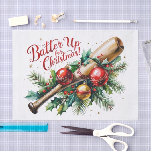 Honkbal Kerstmis thema Batter Up voor Kerstmis! Tissuepapier (Craft)