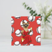 Honkbal Kerstmis thema voor Cat Lovers Feestdagenkaart (Staand voorkant)