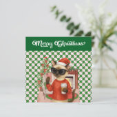 Honkbal Kerstmis thema voor Cat Lovers Feestdagenkaart (Staand voorkant)